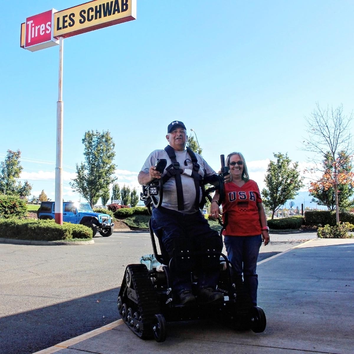 George and Debbie Myer with his new chair