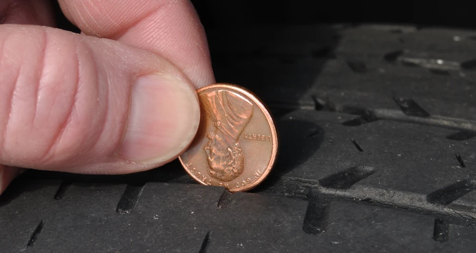 Penny test on a tire