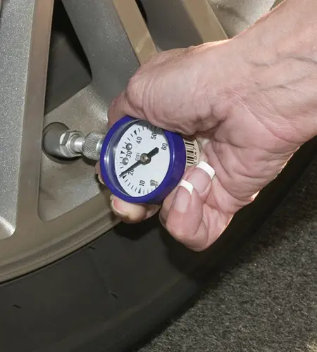 Tire Pressure gauge showing under inflation